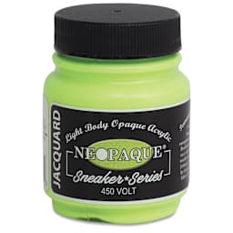 Jacquard Neopaque Acrylics - Front of 2.25 oz jar of Volt Green
