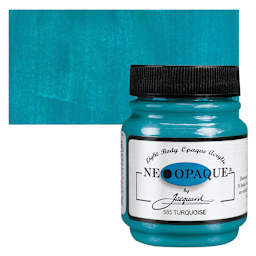 Jacquard Neopaque Acrylic - Turquoise, 2.25 oz jar and swatch