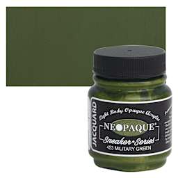 Jacquard Neopaque Acrylic - Military Green, 2.25 oz jar and swatch
