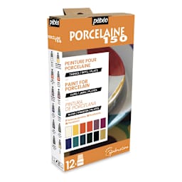 Pebeo Porcelaine 150 Paints - Exploration Set, Set of 12, 20 ml bottle side view