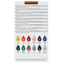 Pebeo Porcelaine 150 Paints - Exploration Set 2, Set of 12, 20 ml bottle back of box