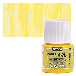 Pebeo Porcelaine 150 Paint - Citrine, Semi-Transparent, 45 ml bottle and swatch