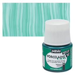 Pebeo Porcelaine 150 Paint - Emerald, Transparent, 45 ml bottle and swatch