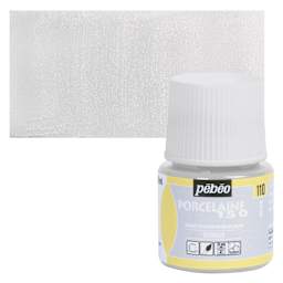 Pebeo Porcelaine 150 Paint - Shimmer Silver, Shimmer Opaque, 45 ml bottle and swatch
