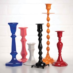 Plaid Mod Podge Clear Acrylic Sealer, example of the Gloss finish on painted candle holders