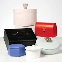 Plaid Mod Podge Clear Acrylic Sealer, example of the Gloss finish on painted wooden boxes