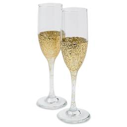 Mod Podge Mega Glitter Top Coat - Gold, two cups decorated with Gold glitter