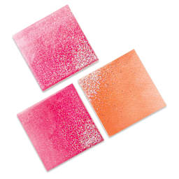 Mod Podge Mega Glitter Top Coat - Hologram, three colorful squares finished with Hologram glitter