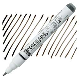 Pebeo Porcelaine 150 Paint Marker - Anthracite Black, Fine Point marker and swatch