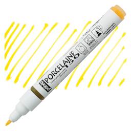 Pebeo Porcelaine 150 Paint Marker - Marseille Yellow, Fine Point marker and swatch