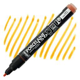 Pebeo Porcelaine 150 Paint Marker - Agate Orange, Broad marker and swatch