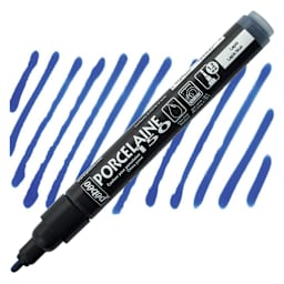 Pebeo Porcelaine 150 Paint Marker - Lapis Blue, Broad marker and swatch