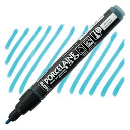 Pebeo Porcelaine 150 Paint Marker - Peacock Blue, Broad marker and swatch