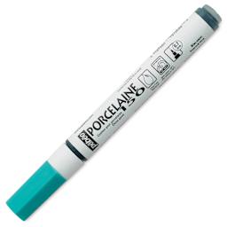 Pebeo Porcelaine 150 Paint Marker - Peacock Blue, Fine Point with cap on