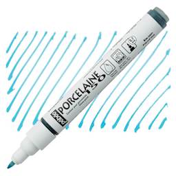 Pebeo Porcelaine 150 Paint Marker - Peacock Blue, Fine Point marker and swatch