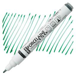 Pebeo Porcelaine 150 Paint Marker - Amazonite Green, Fine Point marker and swatch