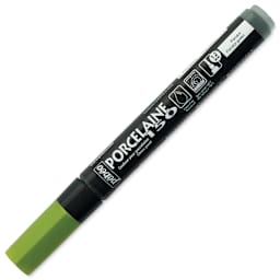 Pebeo Porcelaine 150 Paint Marker - Peridot Green, Broad with cap on