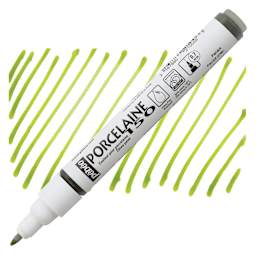 Pebeo Porcelaine 150 Paint Marker - Peridot Green, Fine Point marker and swatch