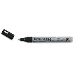 Pebeo Porcelaine 150 Paint Markers - Broad tip Silver Marker shown uncapped and horizontally