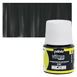 Pebeo Vitrea 160 Glass Paint - Ink Black, Glossy, 45 ml bottle and swatch