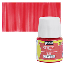 Pebeo Vitrea 160 Glass Paint - Pepper Red, Glossy, 45 ml bottle and swatch
