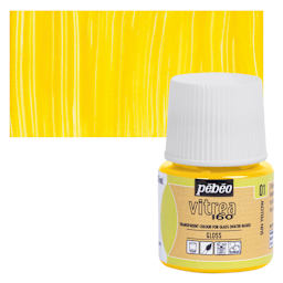 Pebeo Vitrea 160 Glass Paint - Sun Yellow, Glossy, 45 ml bottle and swatch