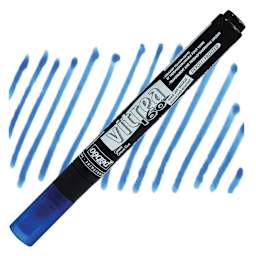 Pebeo Vitrea 160 Paint Marker - Gitane Blue, Frosted marker and swatch