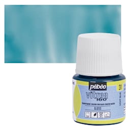 Pebeo Vitrea 160 Glass Paint - Light Blue, Glossy, 45 ml bottle and swatch