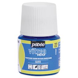 Pebeo Vitrea 160 Glass Paint - Cyan, Glossy, 45 ml bottle
