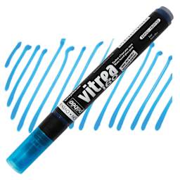 Pebeo Vitrea 160 Paint Marker - Azure, Frosted marker and swatch