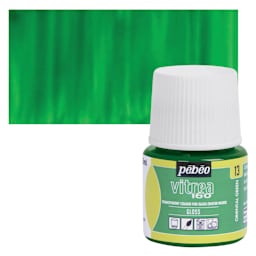 Pebeo Vitrea 160 Glass Paint - Oriental Green, Glossy, 45 ml bottle and swatch