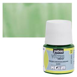 Pebeo Vitrea 160 Glass Paint - Light Green, Glossy, 45 ml bottle and swatch
