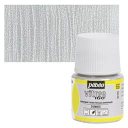 Pebeo Vitrea 160 Glass Paint - Silver, Shimmer, 45 ml bottle and swatch