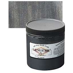Jacquard Lumiere Acrylic - Pewter, 8 oz Jar and swatch
