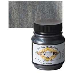 Jacquard Lumiere Acrylic - Metallic Pewter, 2.25 oz Jar and swatch