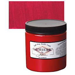 Jacquard Lumiere Acrylic - Crimson, 8 oz Jar and swatch