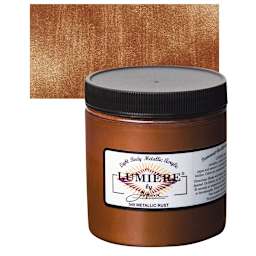 Jacquard Lumiere Acrylic - Metallic Rust, 8 oz Jar and swatch