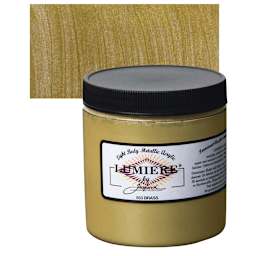 Jacquard Lumiere Acrylic - Brass, 8 oz Jar and swatch