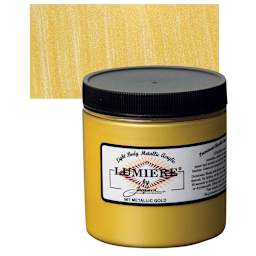 Jacquard Lumiere Acrylic - Metallic Gold, 8 oz Jar and swatch