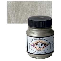 Jacquard Lumiere Acrylic - 2.25 oz, Metallic Silver and swatch