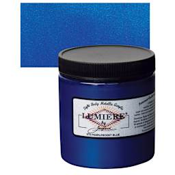 Jacquard Lumiere Acrylic - Pearlescent Blue, 8 oz Jar and swatch