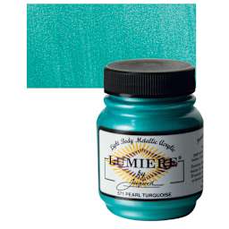 Jacquard Lumiere Acrylic - Pearlescent Turquoise, 2.25 oz Jar and swatch