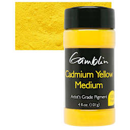 Gamblin Artist's Grade Pigment - Cadmium Yellow Medium, 4 oz bottle and swatch