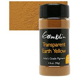 Gamblin Artist's Grade Pigment - Transparent Earth Yellow, 4 oz bottle and swatch