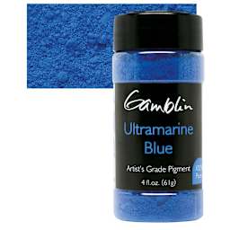 Gamblin Artist's Grade Pigment - Ultramarine Blue, 4 oz bottle and swatch