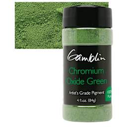 Gamblin Artist's Grade Pigment - Chromium Oxide Green, 4 oz bottle and swatch