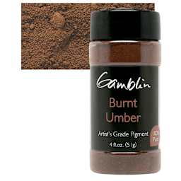 Gamblin Artist's Grade Pigment - Burnt Umber, 4 oz bottle and swatch