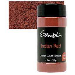 Gamblin Artist's Grade Pigment - Indian Red, 4 oz bottle and swatch