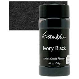 Gamblin Artist's Grade Pigment - Ivory Black, 4 oz bottle and swatch