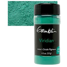 Gamblin Artist's Grade Pigment - Viridian, 4 oz bottle and swatch
